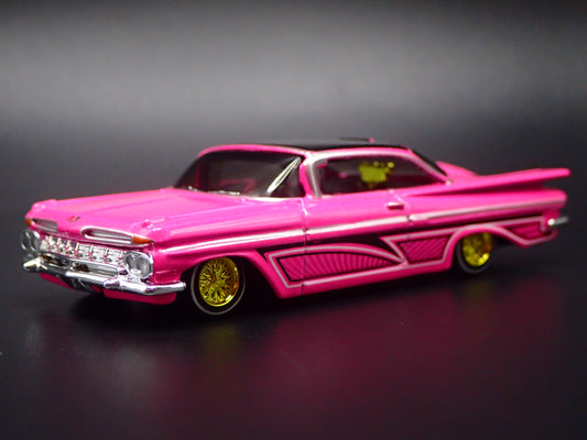 1959 59 CHEVY CHEVROLET IMPALA PINK LOWRIDER 1:64 SCALE DIECAST MODEL CAR-Burning Rubber Toy Company