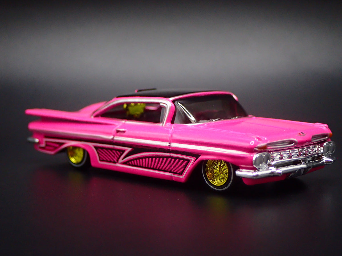 1959 59 CHEVY CHEVROLET IMPALA PINK LOWRIDER 1:64 SCALE DIECAST MODEL CAR