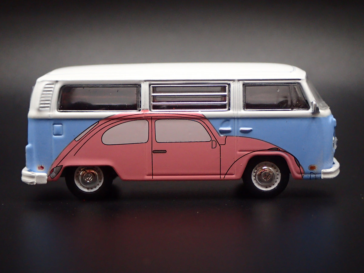 1967-1979 VW VOLKSWAGEN TYPE 2 T2 BUS BLUE 1/64 SCALE DIORAMA DIECAST MODEL CAR