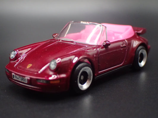 PORSCHE 911 TURBO CABRIOLET WINE 1:64 SCALE DIORAMA DIECAST MODEL CAR-Burning Rubber Toy Company