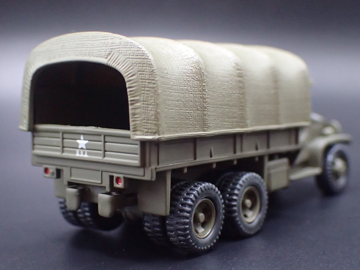 WWII GMC CCKW 2.5 TON 6X6 TRUCK MILITARY GREEN 1:87 SCALE DIECAST MODEL CAR