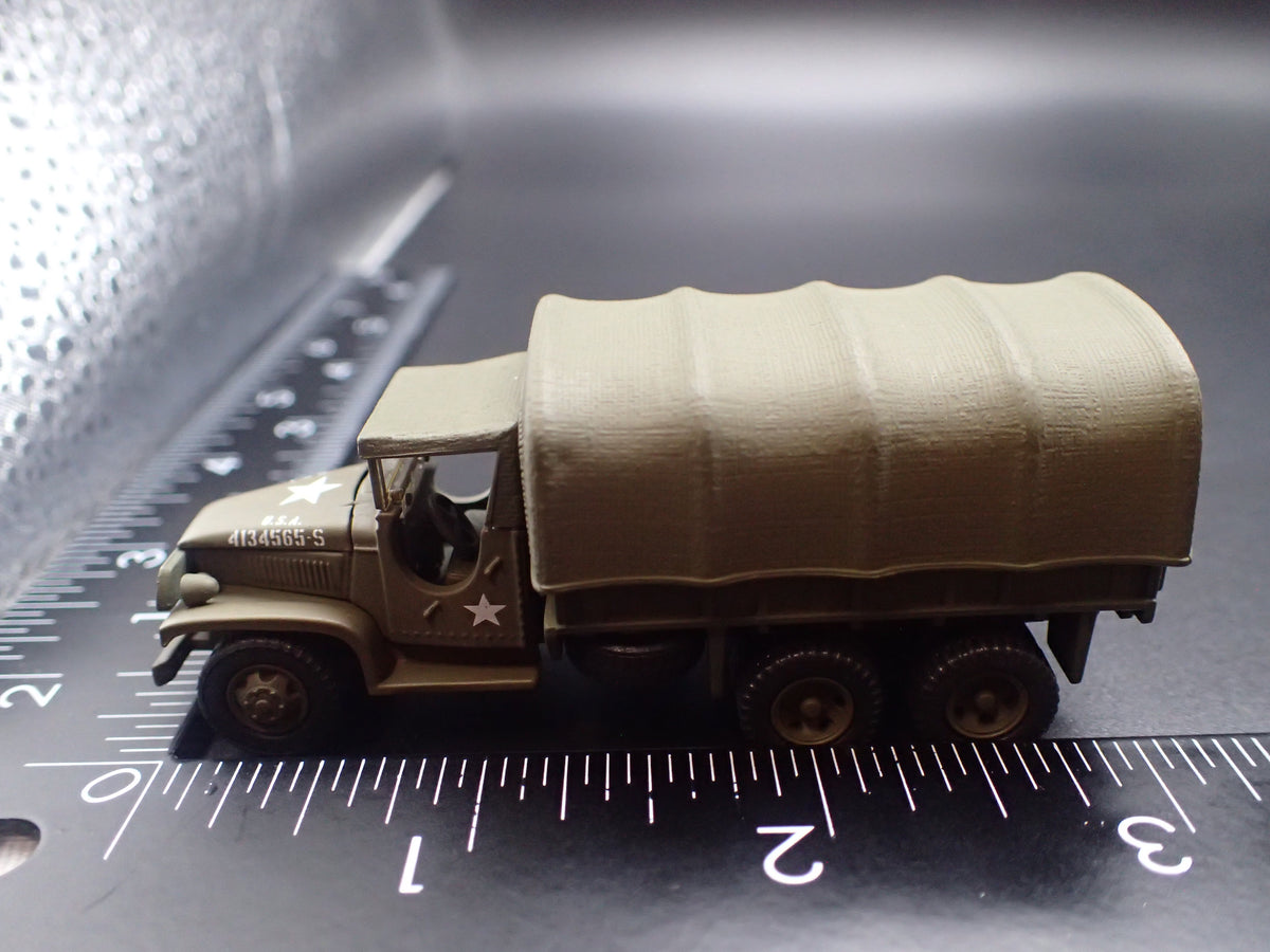 WWII GMC CCKW 2.5 TON 6X6 TRUCK MILITARY GREEN 1:87 SCALE DIECAST MODEL CAR