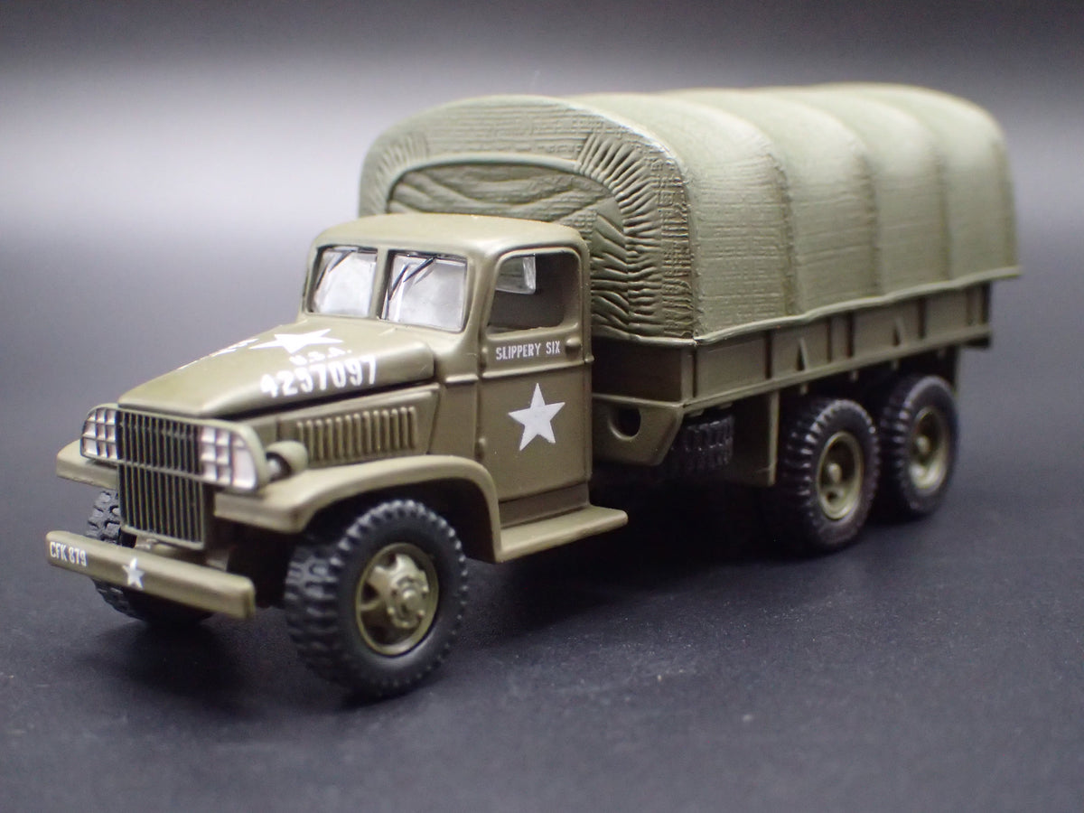 WWII GMC CCKW 2.5 TON 6X6 TRUCK MILITARY GREEN 1:87 SCALE DIECAST MODEL CAR
