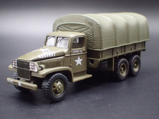 WWII GMC CCKW 2.5 TON 6X6 TRUCK MILITARY GREEN 1:87 SCALE DIECAST MODEL CAR