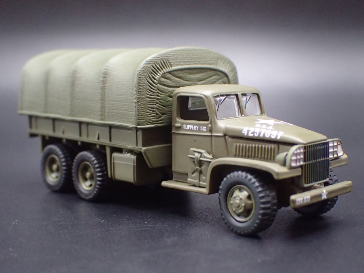 WWII GMC CCKW 2.5 TON 6X6 TRUCK MILITARY GREEN 1:87 SCALE DIECAST MODEL CAR