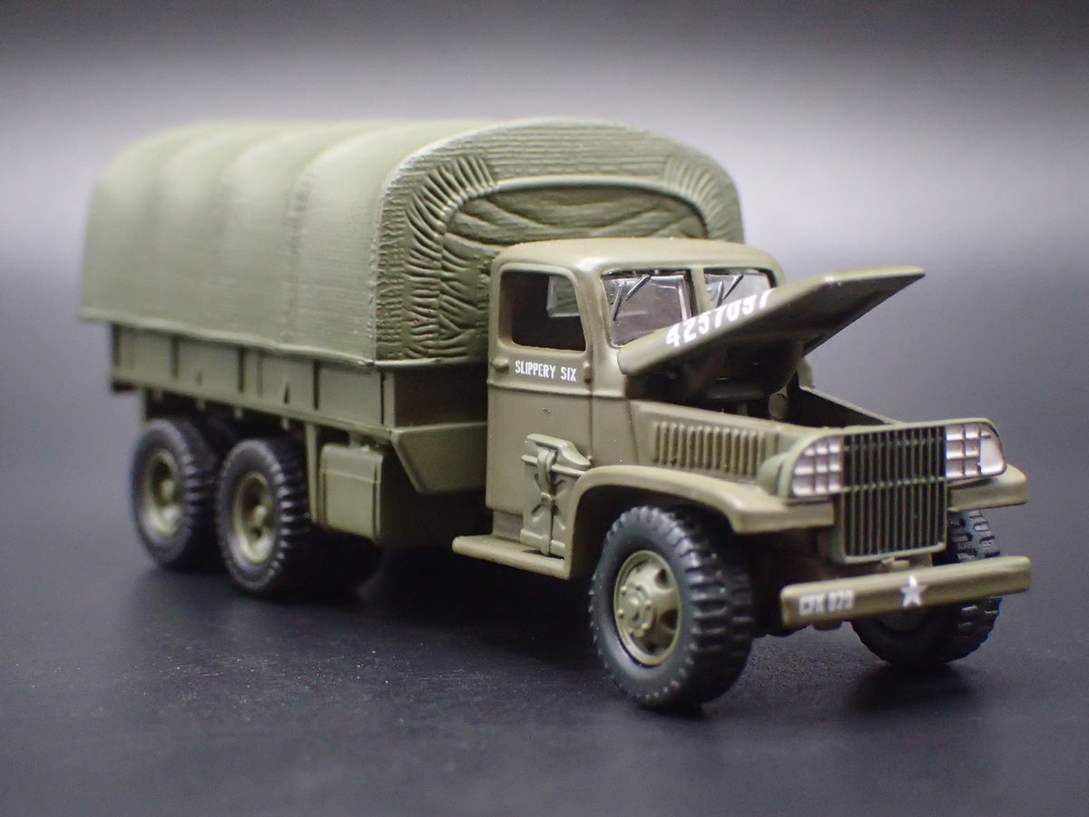WWII GMC CCKW 2.5 TON 6X6 TRUCK MILITARY GREEN 1:87 SCALE DIECAST MODEL CAR