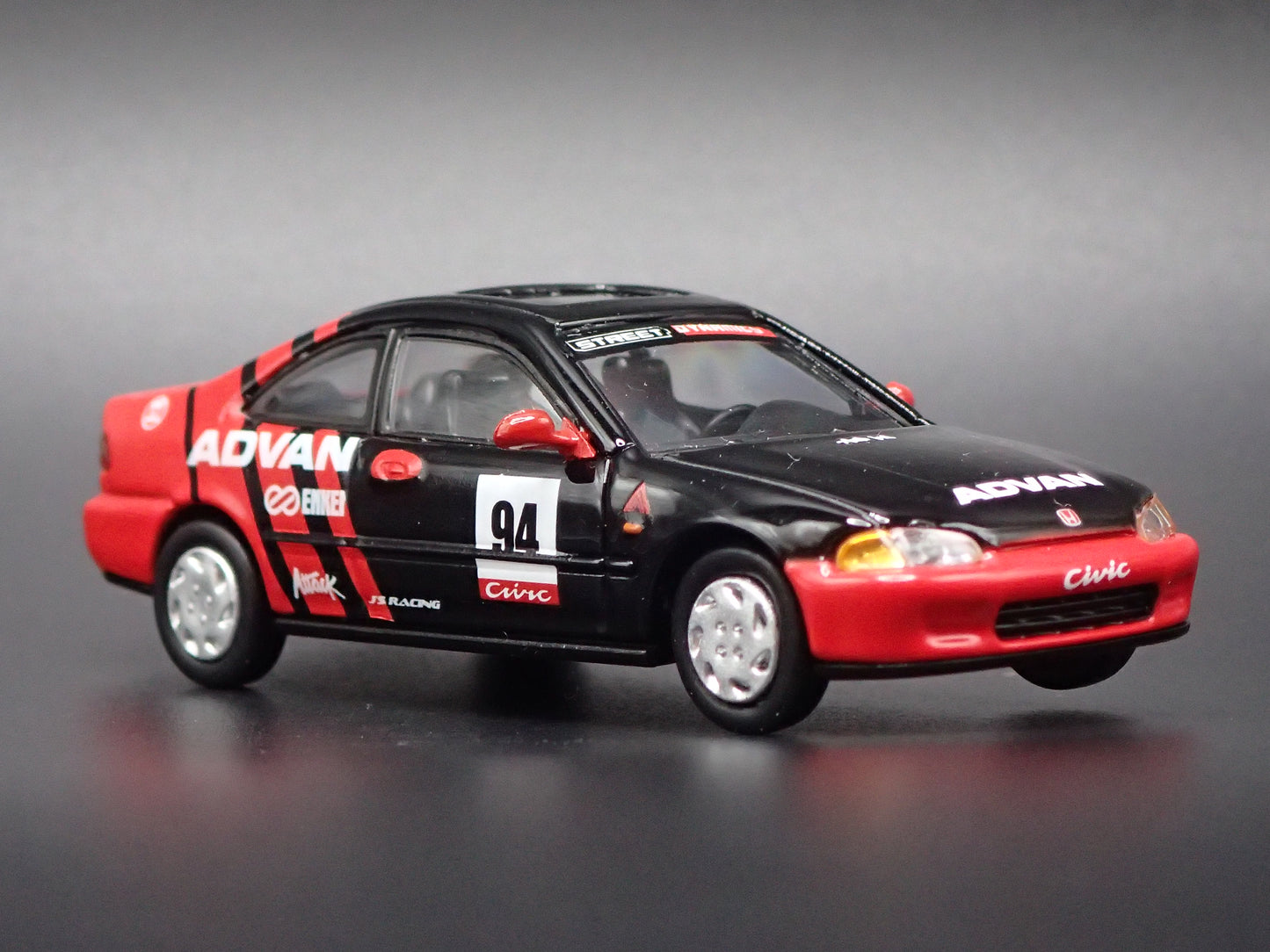 1991-1995 HONDA CIVIC COUPE EJI ADVAN 1:64 SCALE COLLECTIBLE DIORAMA DIECAST MODEL CAR
