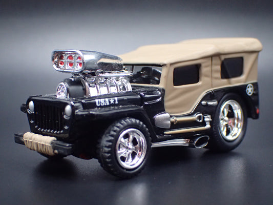 1942 42 JEEP MILITARY BLACK 1:64 SCALE COLLECTIBLE DIORAMA DIECAST MODEL CAR