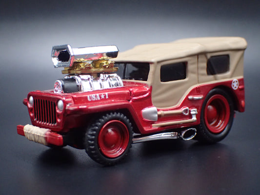 1942 42 JEEP MILITARY RED 1:64 SCALE COLLECTIBLE DIORAMA DIECAST MODEL CAR