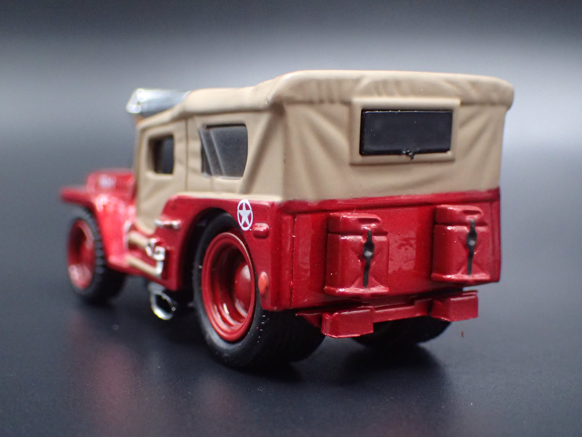 1942 42 JEEP MILITARY RED 1:64 SCALE COLLECTIBLE DIORAMA DIECAST MODEL CAR