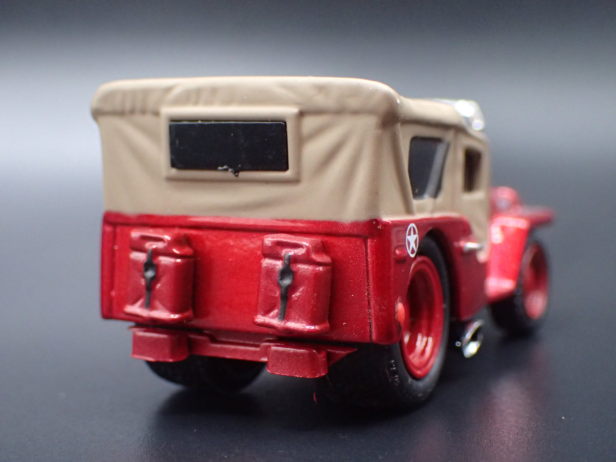 1942 42 JEEP MILITARY RED 1:64 SCALE COLLECTIBLE DIORAMA DIECAST MODEL CAR