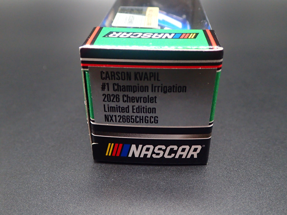 2026 26 CHEVROLET #1 CARSON KVAPIL CHAMPION NASCAR 1:64 SCALE DIECAST CAR