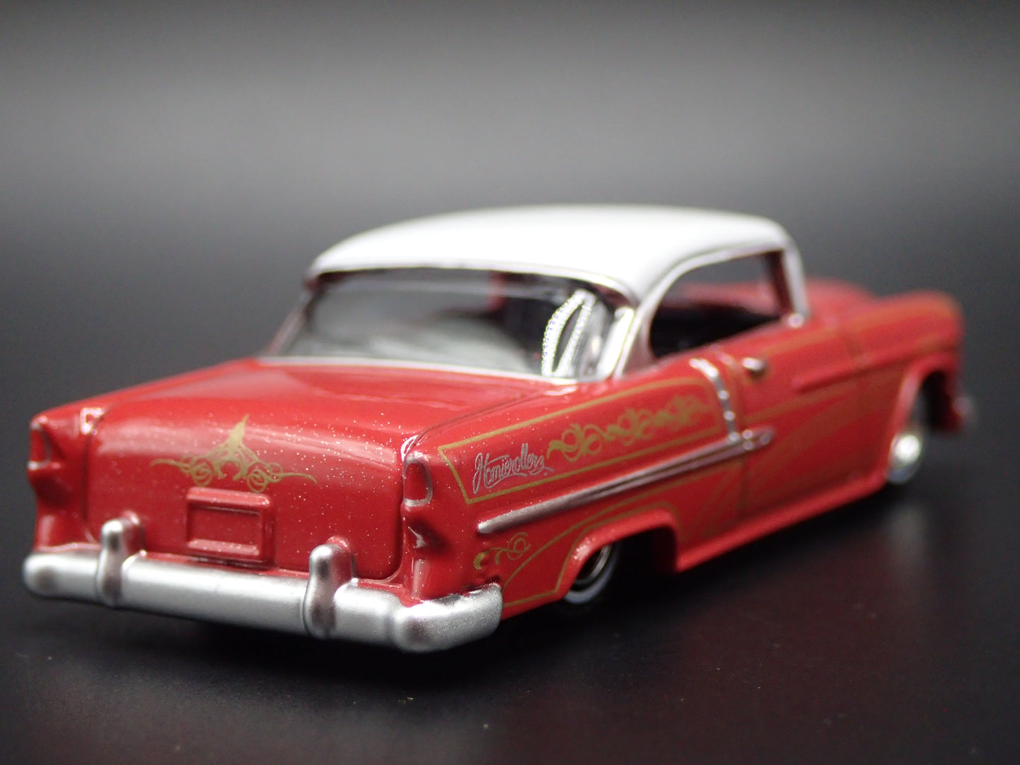 1955 55 CHEVY CHEVROLET BEL AIR LOWRIDER 1:64 SCALE DIORAMA DIECAST MODEL CAR