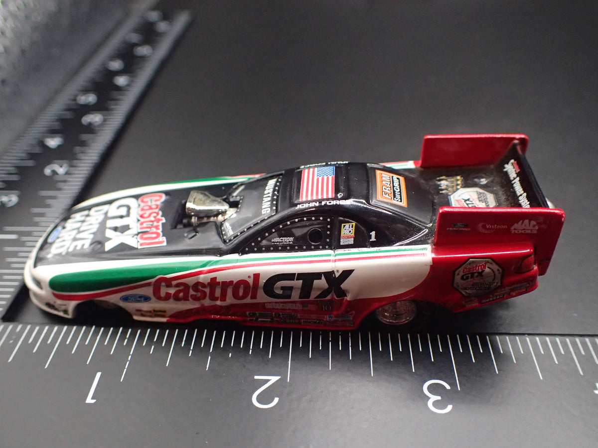 1999 FORD MUSTANG FUNNY CAR JOHN FORCE CASTROL GTX 1:64 SCALE DIECAST MODEL CAR
