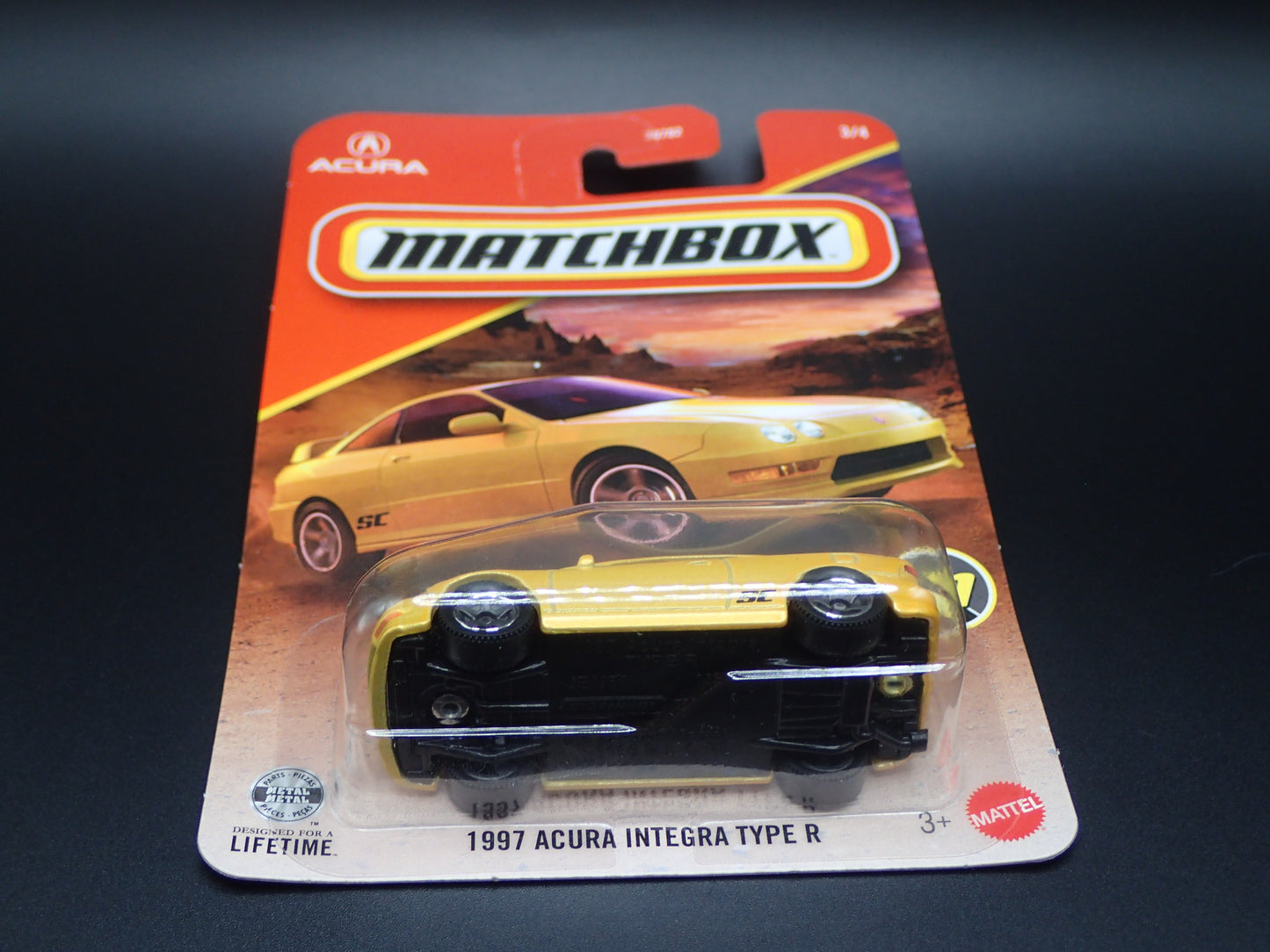 2026 MATCHBOX 1997 ACURA INTEGRA TYPE R ORANGE SUPER CHASE 1/64 SCALE RUBBER TIRE 3/4