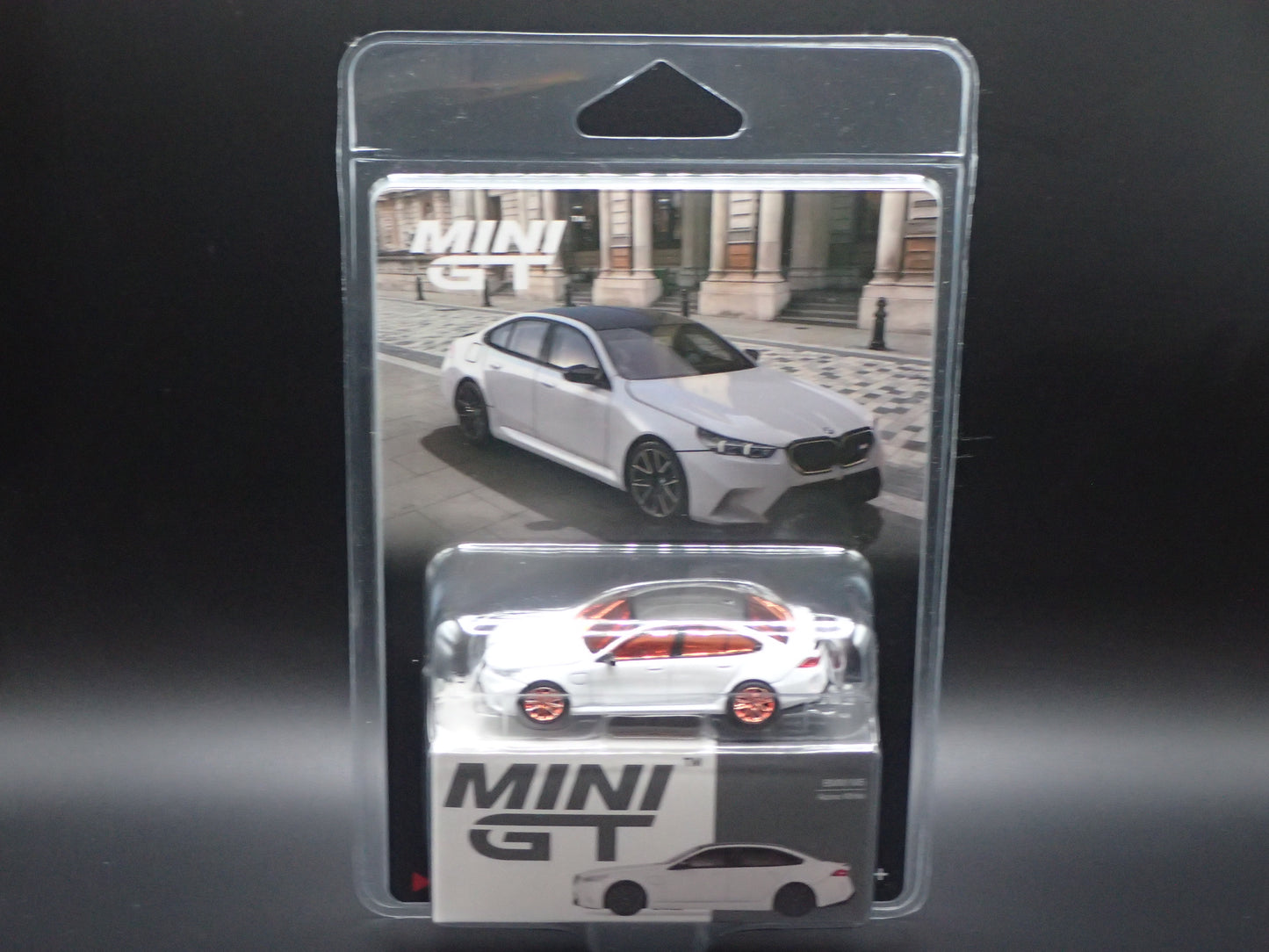 BMW M5 WHITE, ORANGE CHROME CHASE TSM MODEL MINI GT 1092 1/64 SCALE 2026