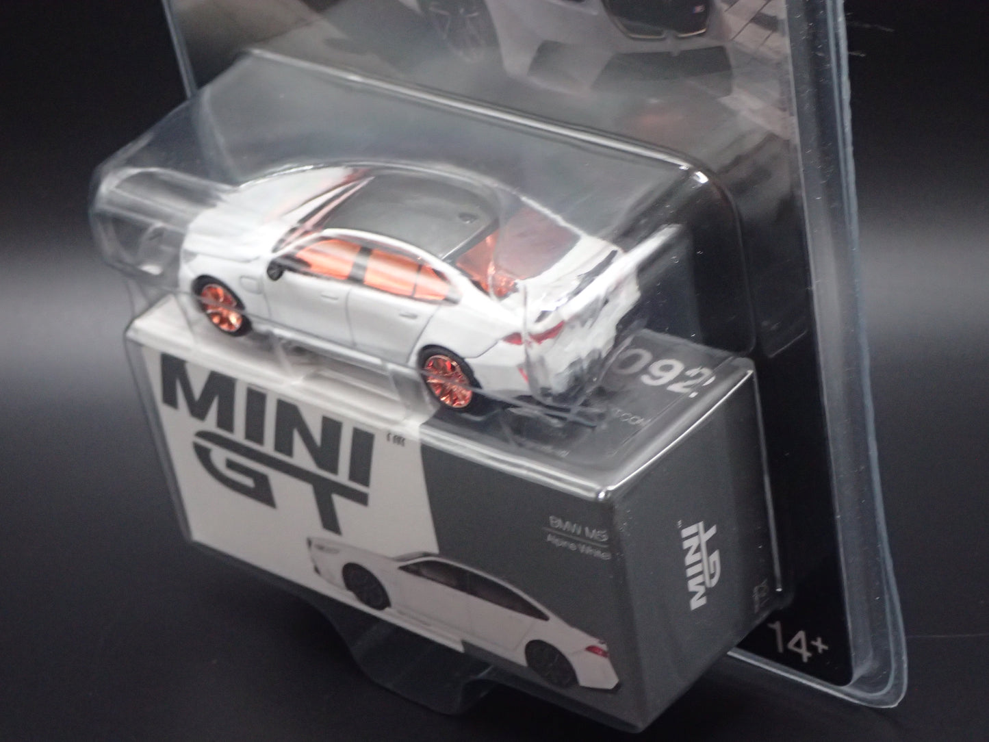 BMW M5 WHITE, ORANGE CHROME CHASE TSM MODEL MINI GT 1092 1/64 SCALE 2026