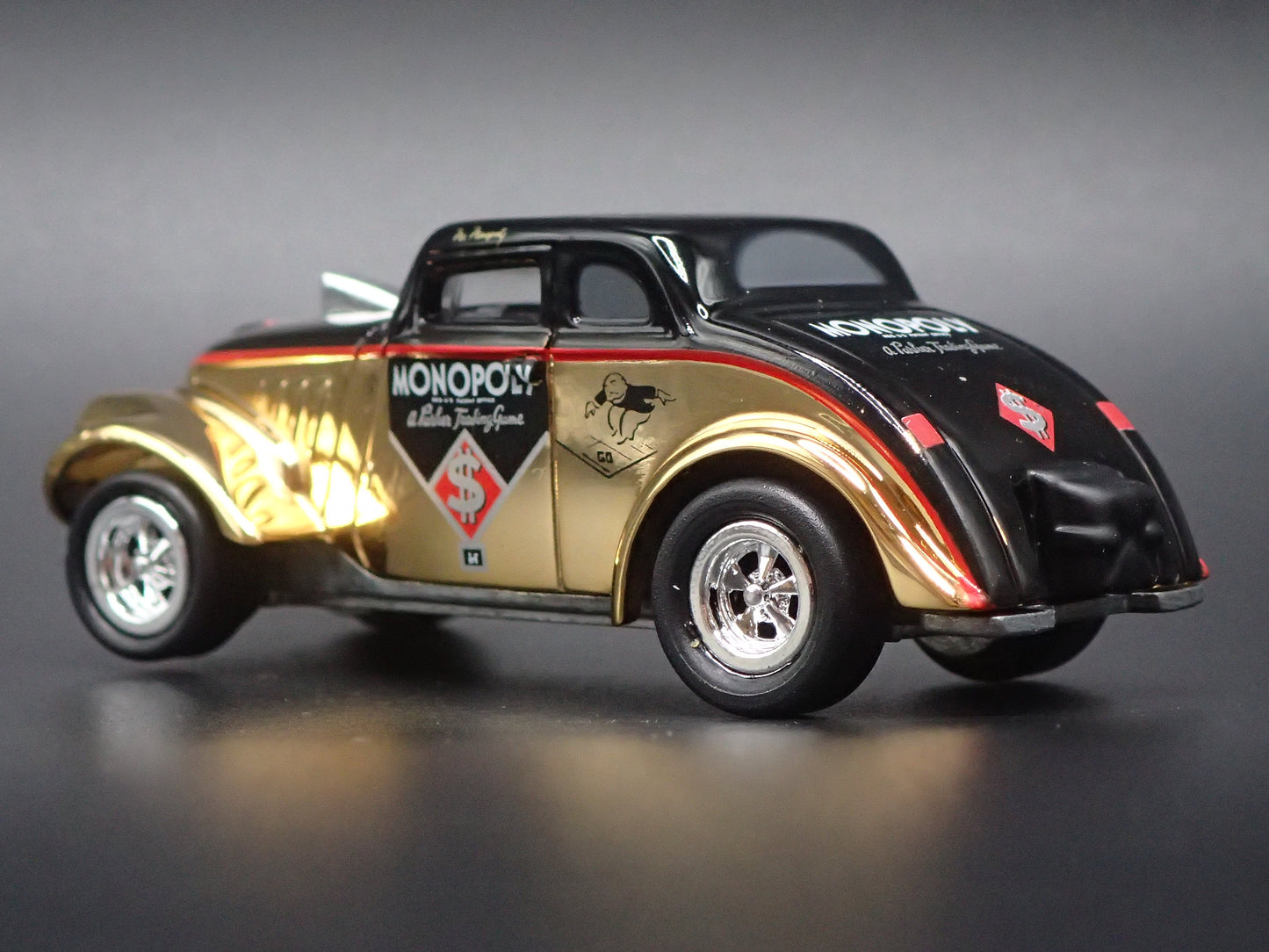 1933 33 WILLYS GASSER W MONOPOLY GOLD 1:64 SCALE COLLECTIBLE DIECAST MODEL CAR