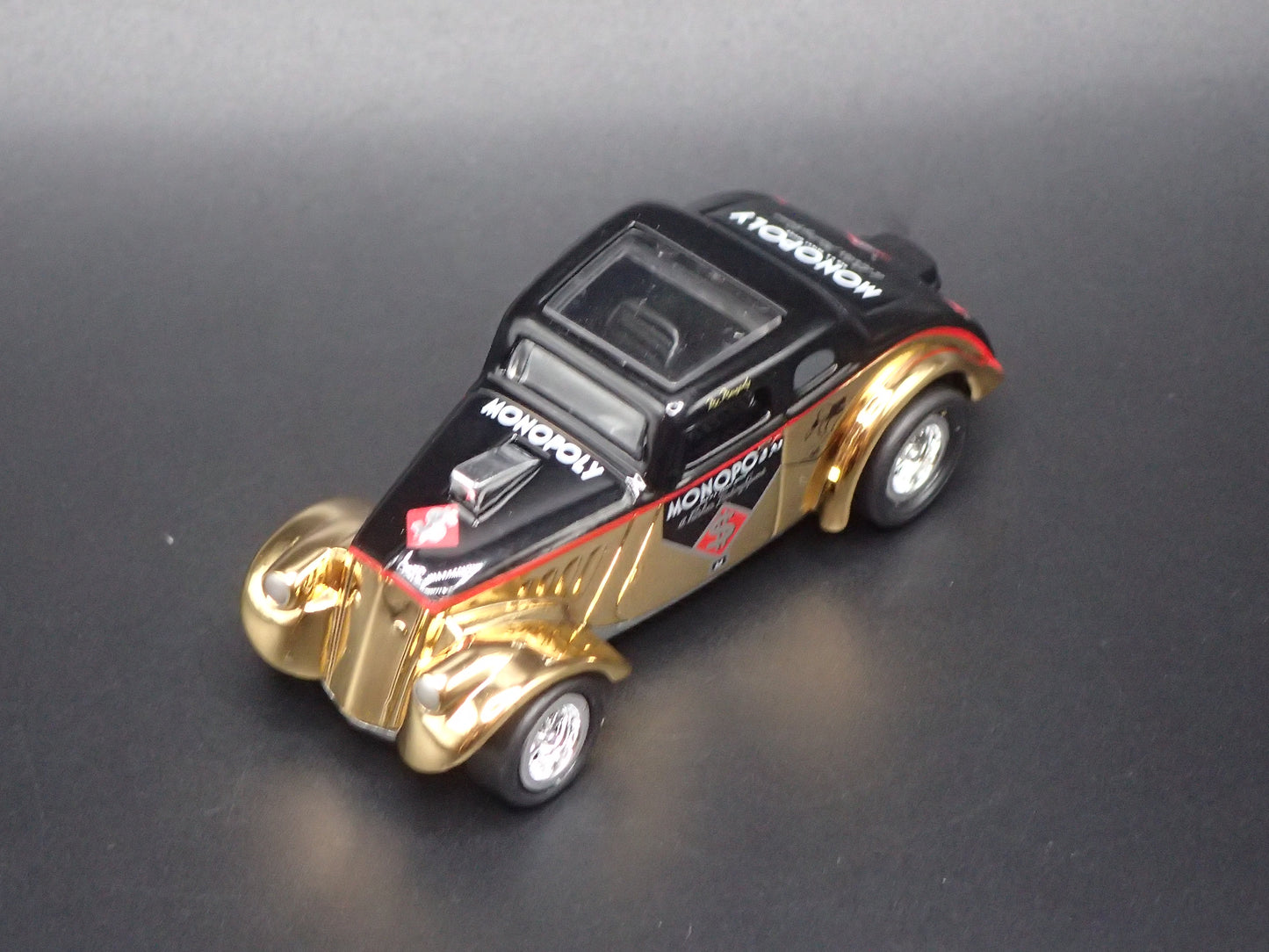 1933 33 WILLYS GASSER W MONOPOLY GOLD 1:64 SCALE COLLECTIBLE DIECAST MODEL CAR