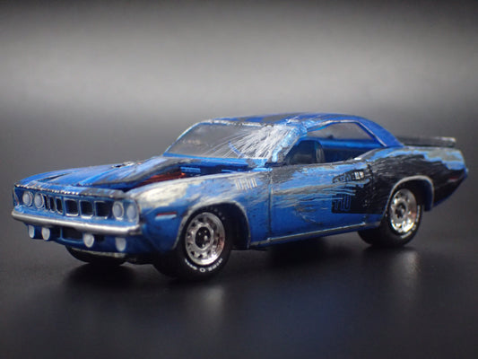 1971 71 PLYMOUTH 340 CUDA CUSTOM ROLL OVER 1:64 SCALE DIORAMA DIECAST MODEL CAR