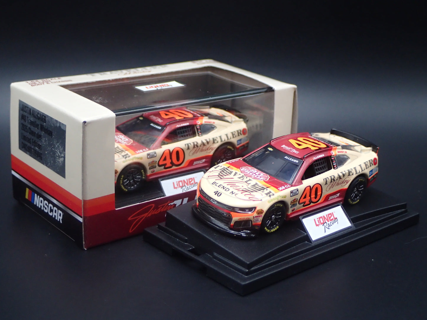 2025 CHEVY 40 JUSTIN ALLGAIER TRAVELLER WHISKEY NASCAR 1:64 SCALE DIECAST CAR