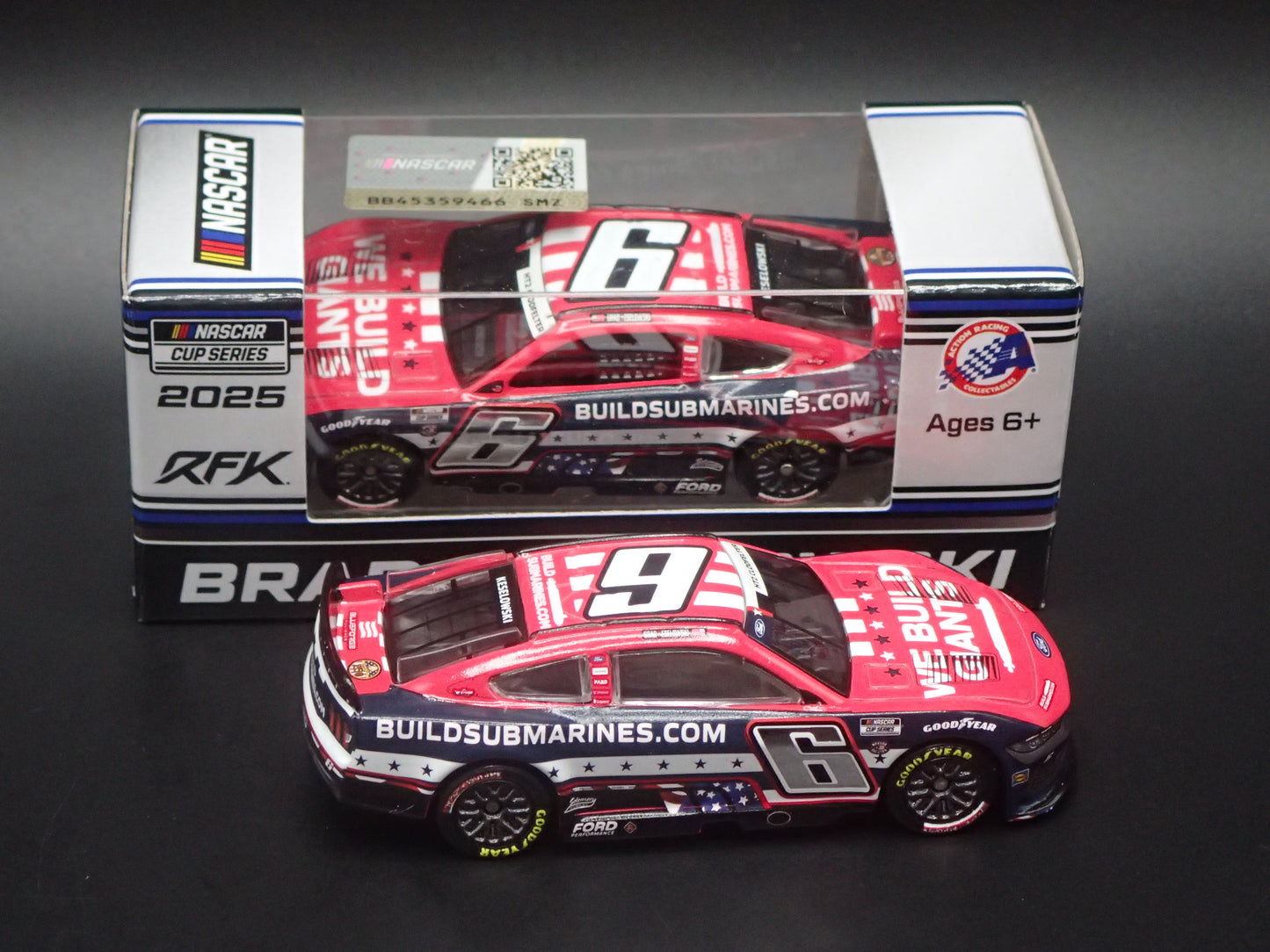 2025 25 FORD MUSTANG #6 BRAD KESELOWSKI BUILDSUBMARINES NASCAR 1:64 DIECAST CAR