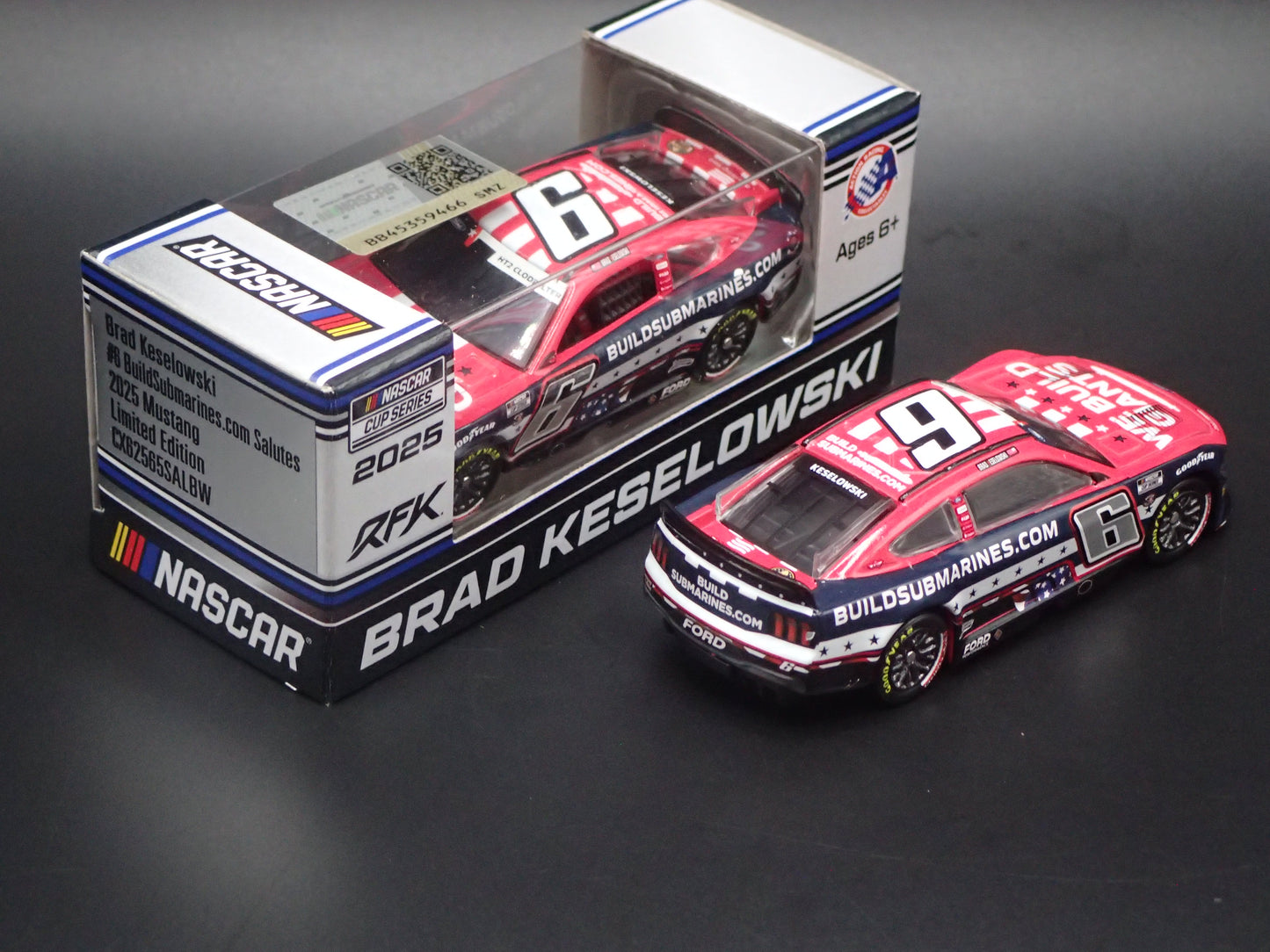 2025 25 FORD MUSTANG #6 BRAD KESELOWSKI BUILDSUBMARINES NASCAR 1:64 DIECAST CAR