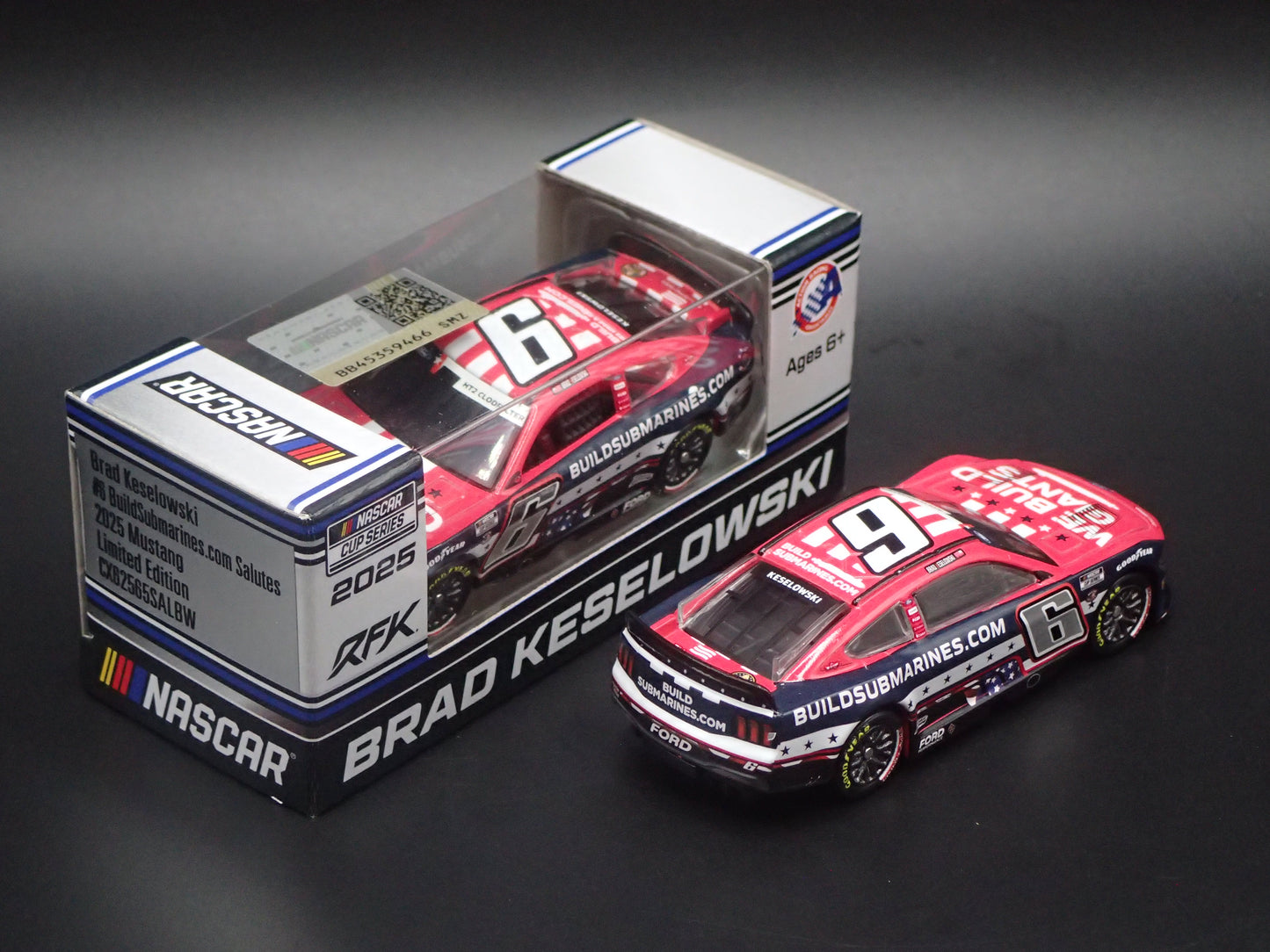 2025 25 FORD MUSTANG #6 BRAD KESELOWSKI BUILDSUBMARINES NASCAR 1:64 DIECAST CAR