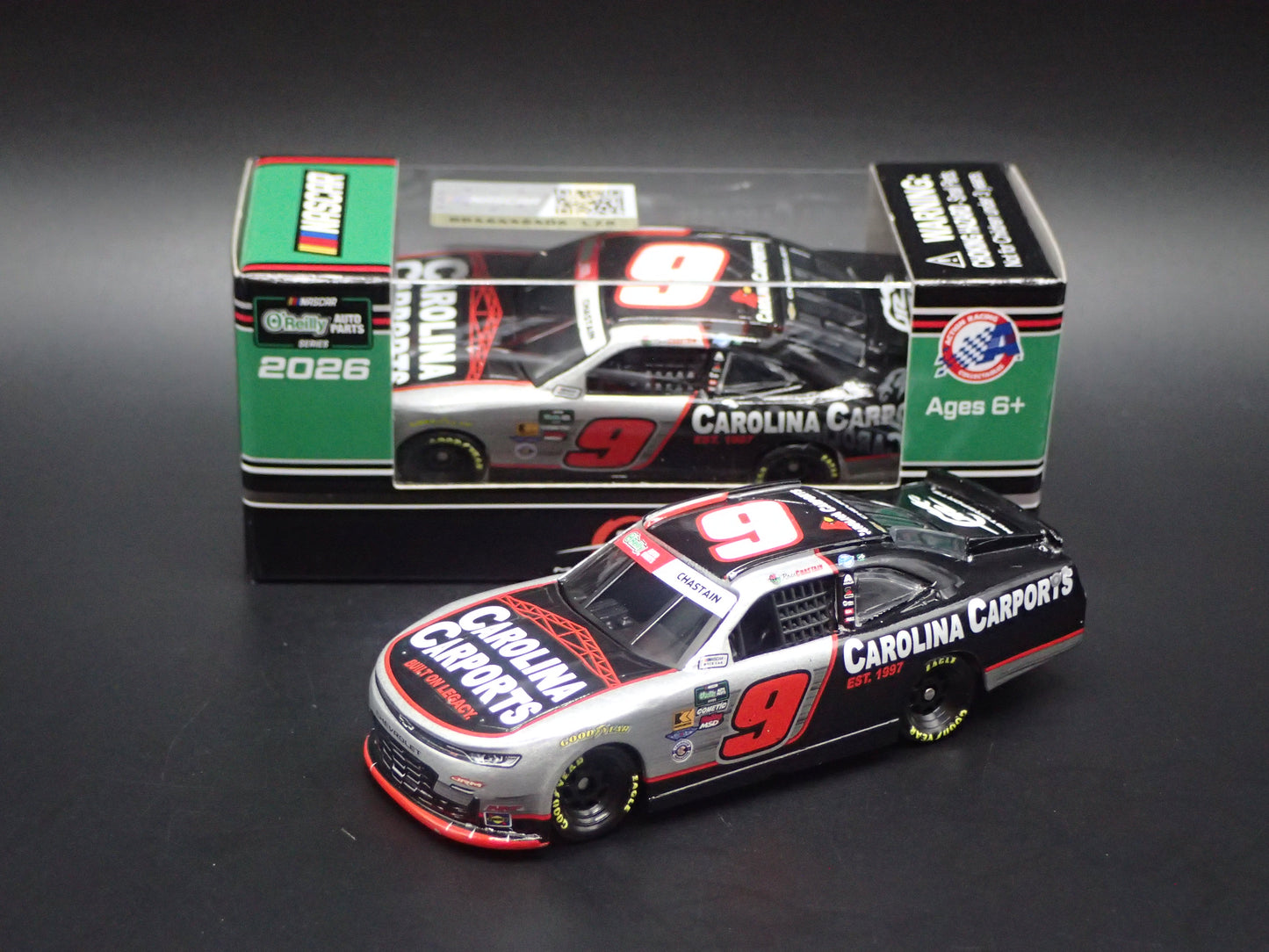 2026 CHEVROLET 9 ROSS CHASTAIN CAROLINA CARPORTS NASCAR 1:64 SCALE DIECAST CAR