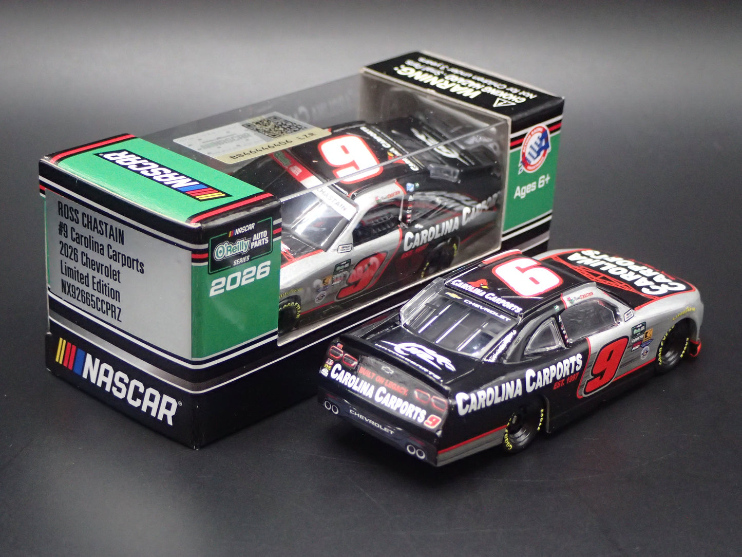 2026 CHEVROLET 9 ROSS CHASTAIN CAROLINA CARPORTS NASCAR 1:64 SCALE DIECAST CAR