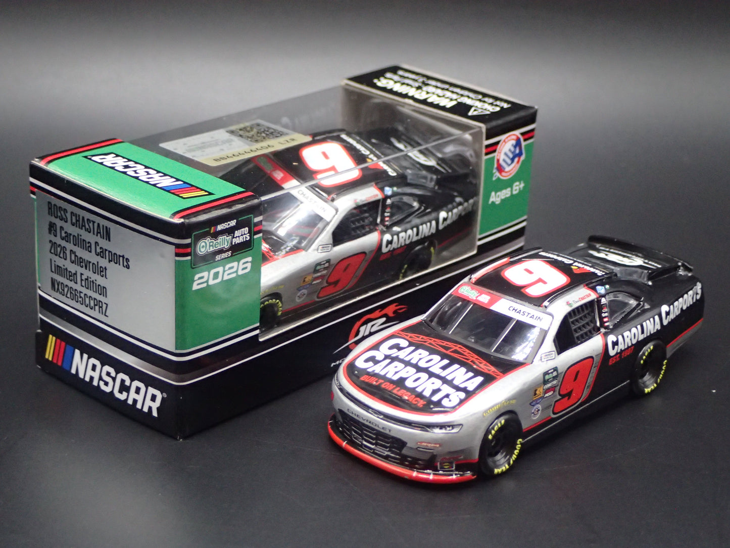 2026 CHEVROLET 9 ROSS CHASTAIN CAROLINA CARPORTS NASCAR 1:64 SCALE DIECAST CAR
