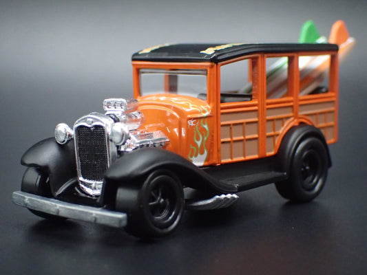 1931 31 FORD MODEL A WOODY WAGON BLACK 1:64 SCALE LIMTED DIORAMA DIECAST MODEL CAR-Burning Rubber Toy Company