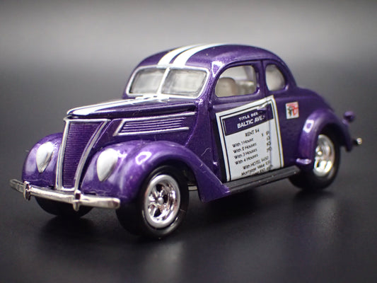 1937 37 FORD COUPE MONOPOLY PURPLE 1:64 SCALE COLLECTIBLE DIECAST MODEL CAR-Burning Rubber Toy Company