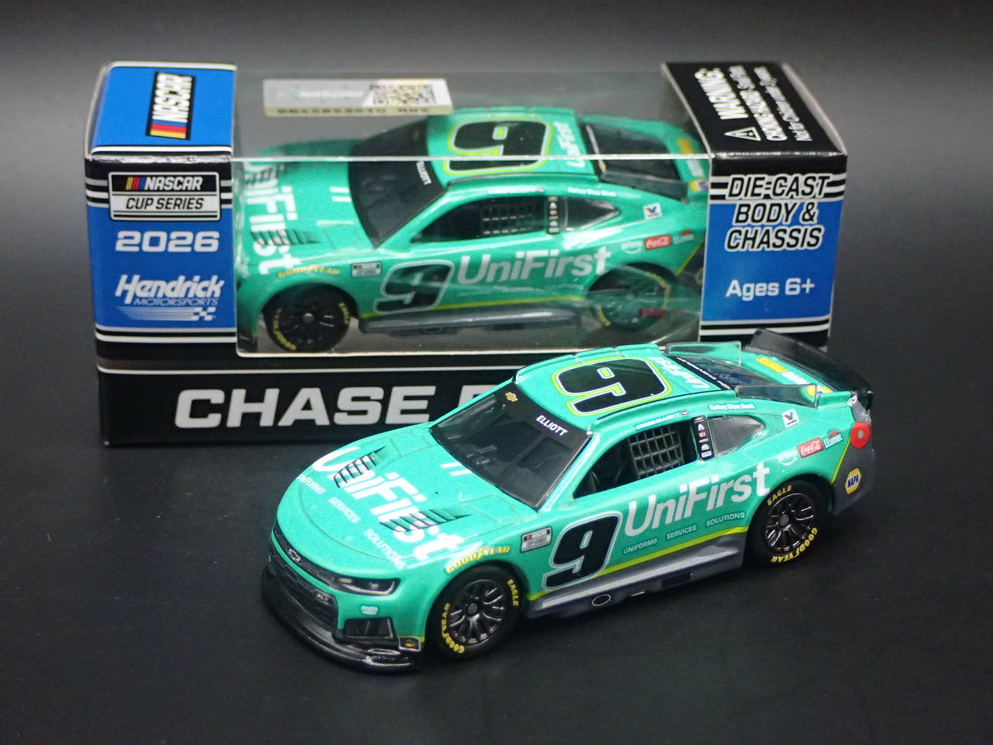2026 26 CHEVROLET 9 CHASE ELLIOTT UNIFIRST NASCAR 1:64 SCALE DIECAST CAR