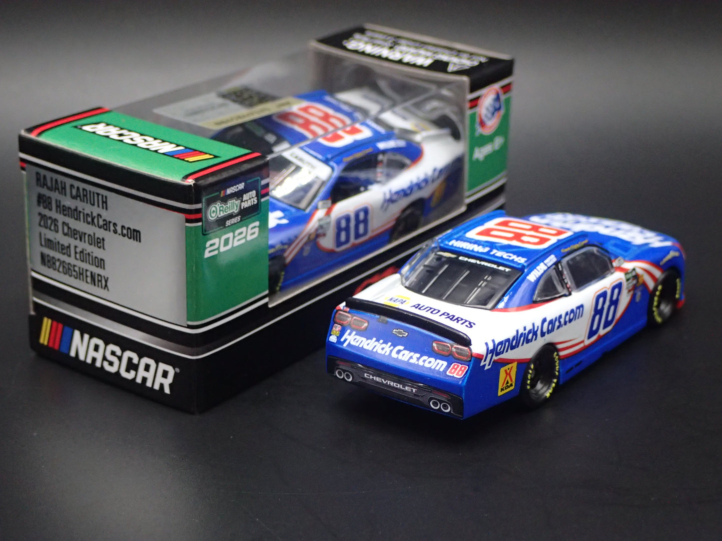 2026 CHEVROLET 88 RAJAH CARUTH HENDRICKCARS.COM NASCAR 1:64 SCALE DIECAST CAR