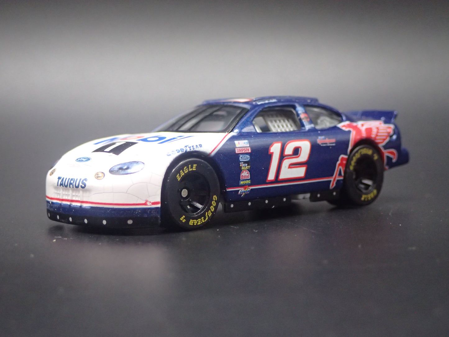 1999 99 FORD TAURUS 12 JEREMY MAYFIELD WEATHERED PAINT NASCAR 1/64 SCALE DIECAST CAR