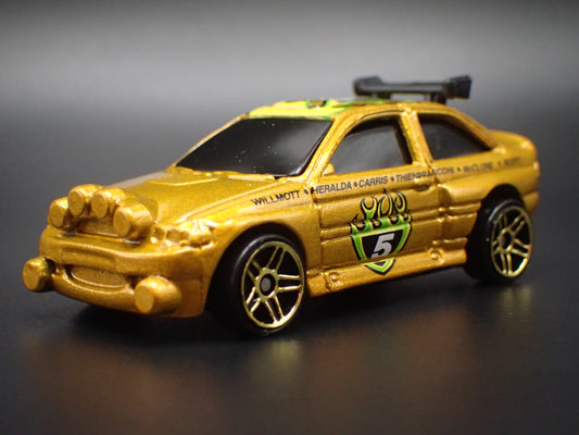 FORD ESCORT RALLY RACING GOLD 1:64 SCALE COLLECTIBLE DIECAST MODEL CAR-Burning Rubber Toy Company