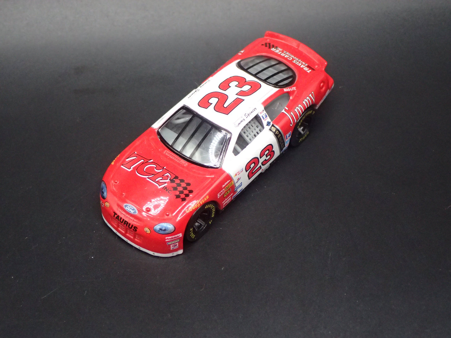 1999 99 FORD TAURUS 23 JIMMY SPENCER WEATHERED PAINT NASCAR 1/64 SCALE DIECAST CAR