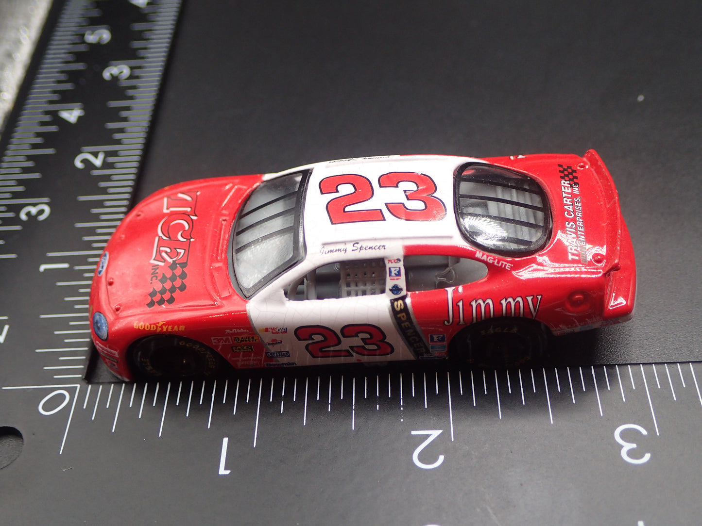 1999 99 FORD TAURUS 23 JIMMY SPENCER WEATHERED PAINT NASCAR 1/64 SCALE DIECAST CAR