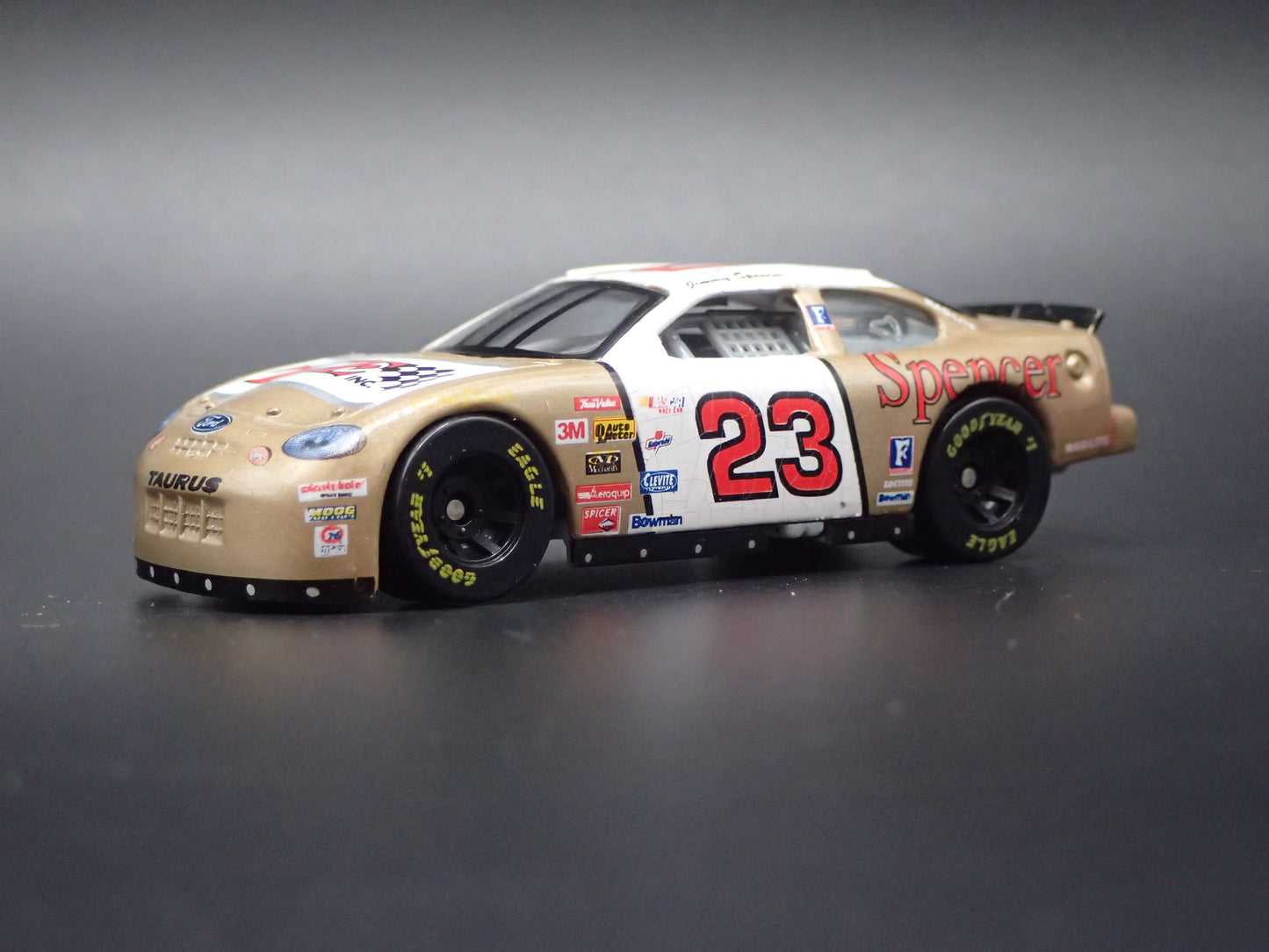 1999 99 FORD TAURUS 23 JIMMY SPENCER WEATHERED PAINT NASCAR 1/64 SCALE DIECAST CAR