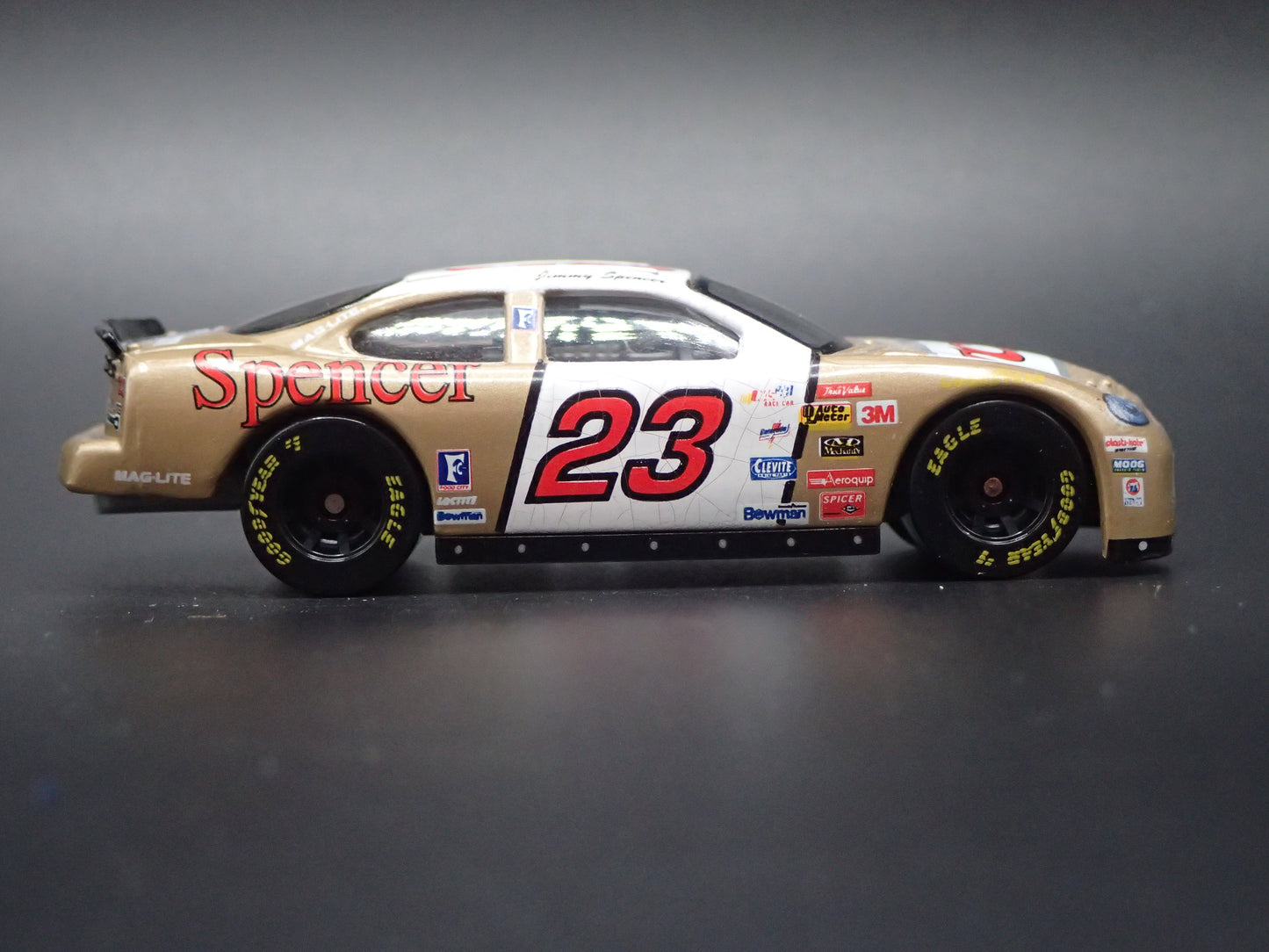 1999 99 FORD TAURUS 23 JIMMY SPENCER WEATHERED PAINT NASCAR 1/64 SCALE DIECAST CAR