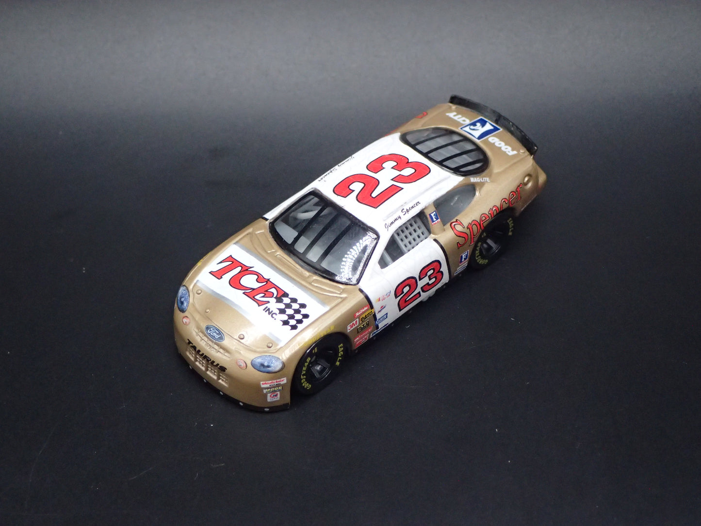 1999 99 FORD TAURUS 23 JIMMY SPENCER WEATHERED PAINT NASCAR 1/64 SCALE DIECAST CAR