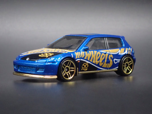 1992-1995 HONDA CIVIC EG HATCHBACK BLUE 1/64 SCALE DIORAMA DIECAST MODEL CAR