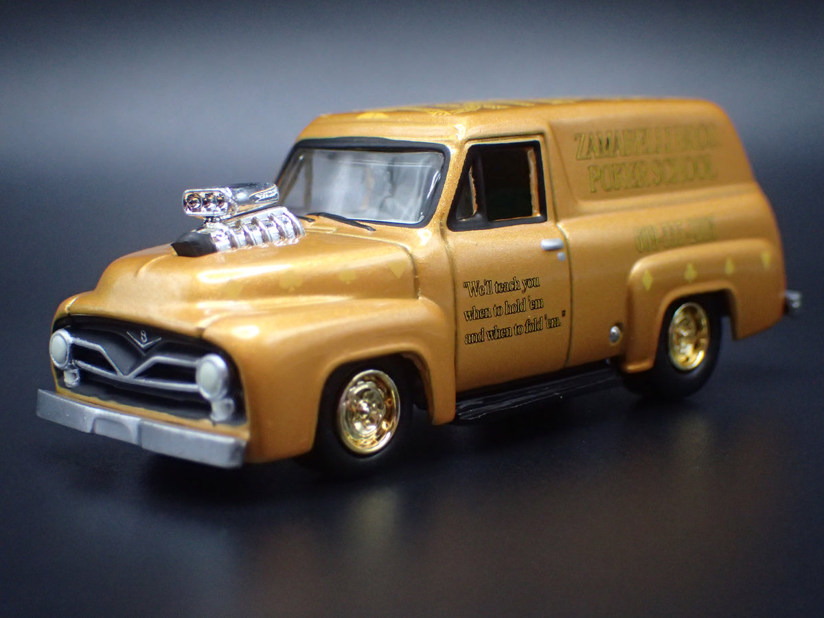 1955 55 FORD PANEL DELIVERY GOLD 1:64 SCALE DIORAMA DIECAST MODEL CAR