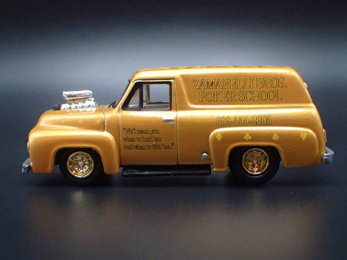 1955 55 FORD PANEL DELIVERY GOLD 1:64 SCALE DIORAMA DIECAST MODEL CAR