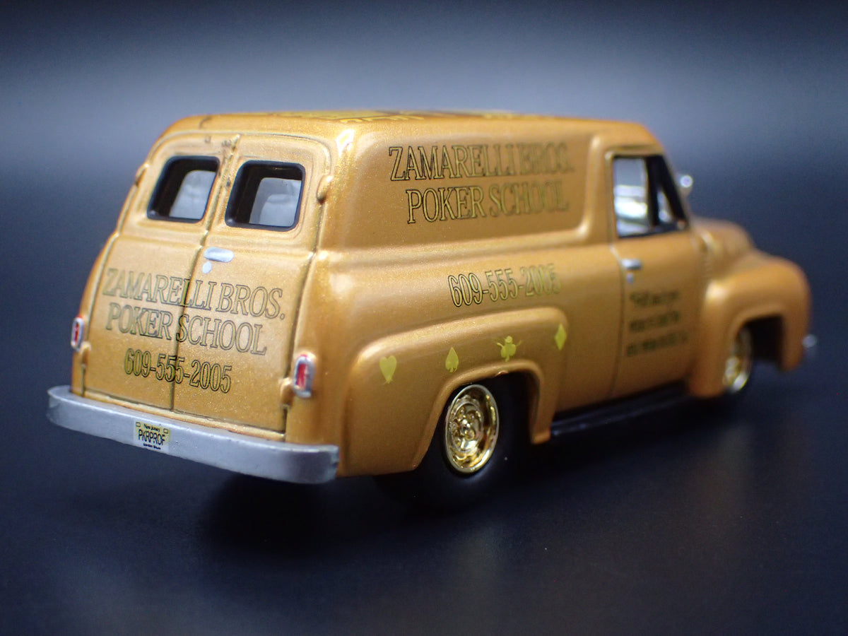 1955 55 FORD PANEL DELIVERY GOLD 1:64 SCALE DIORAMA DIECAST MODEL CAR