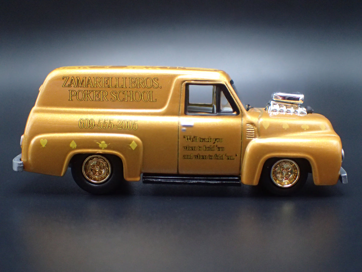 1955 55 FORD PANEL DELIVERY GOLD 1:64 SCALE DIORAMA DIECAST MODEL CAR
