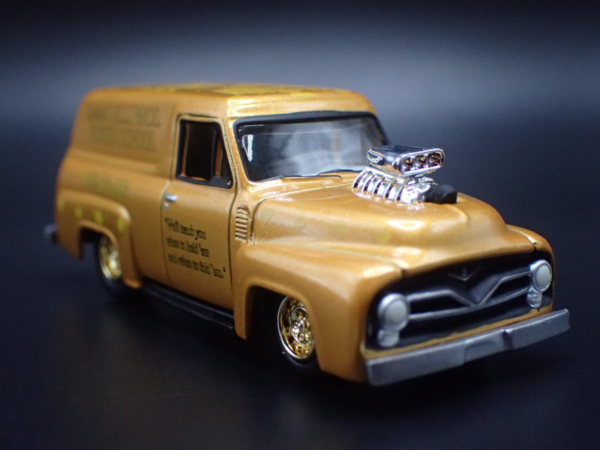 1955 55 FORD PANEL DELIVERY GOLD 1:64 SCALE DIORAMA DIECAST MODEL CAR