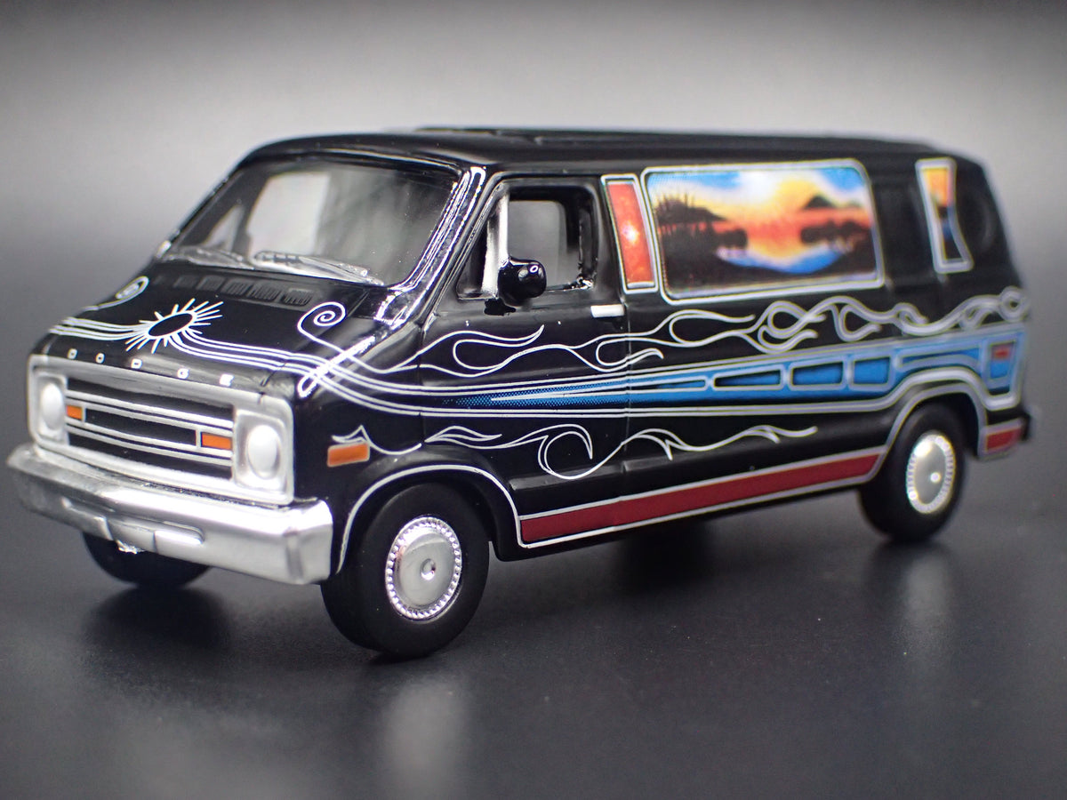 1977 77 DODGE B100 VAN BLACK 1:64 SCALE DIORAMA DIECAST MODEL CAR