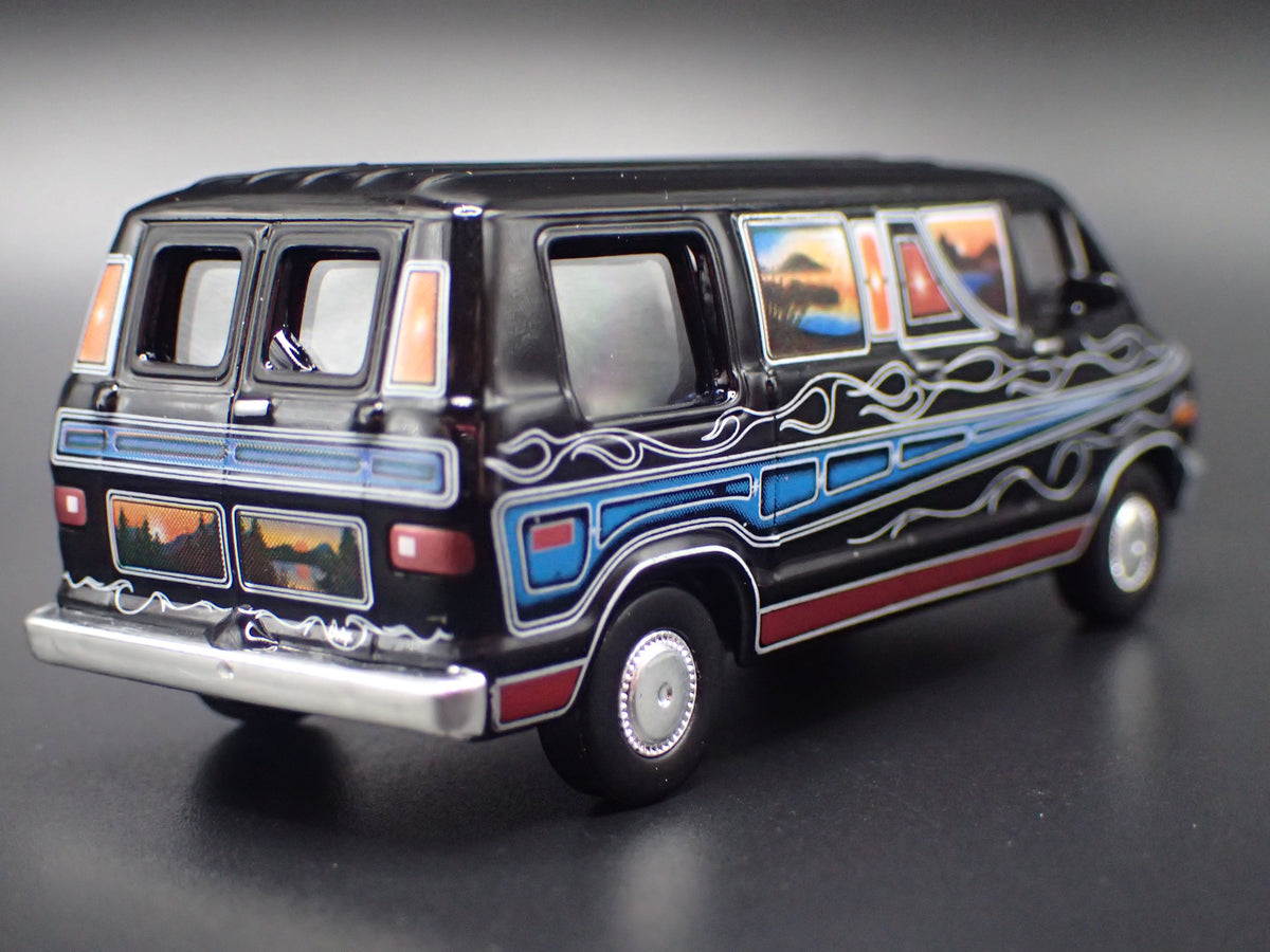 1977 77 DODGE B100 VAN BLACK 1:64 SCALE DIORAMA DIECAST MODEL CAR
